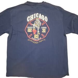 Vintage Chicago Fire Dept Engine 83 T-Shirt Hanes Beefy-T XL Firefighter